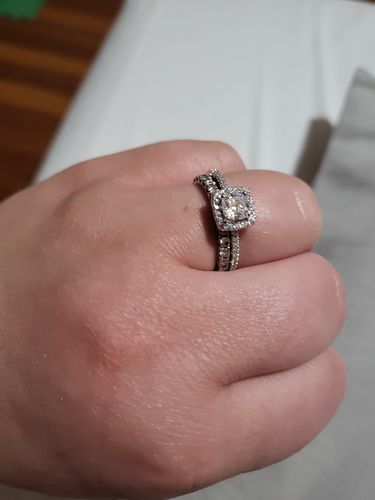 Customer photo review of Halo Cushion Cut CZ Ring in Sterling Silver