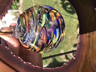 Customer photo review of Rainbow Confetti Orb with Cremation Ashes