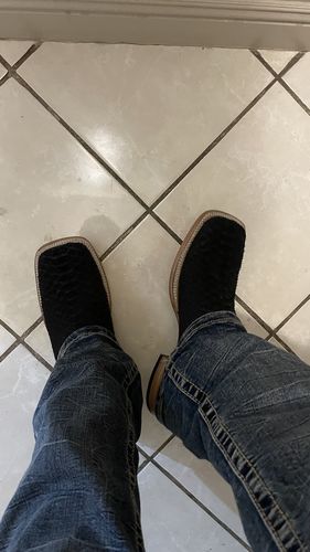 Customer photo review of Matte Black Python Boots