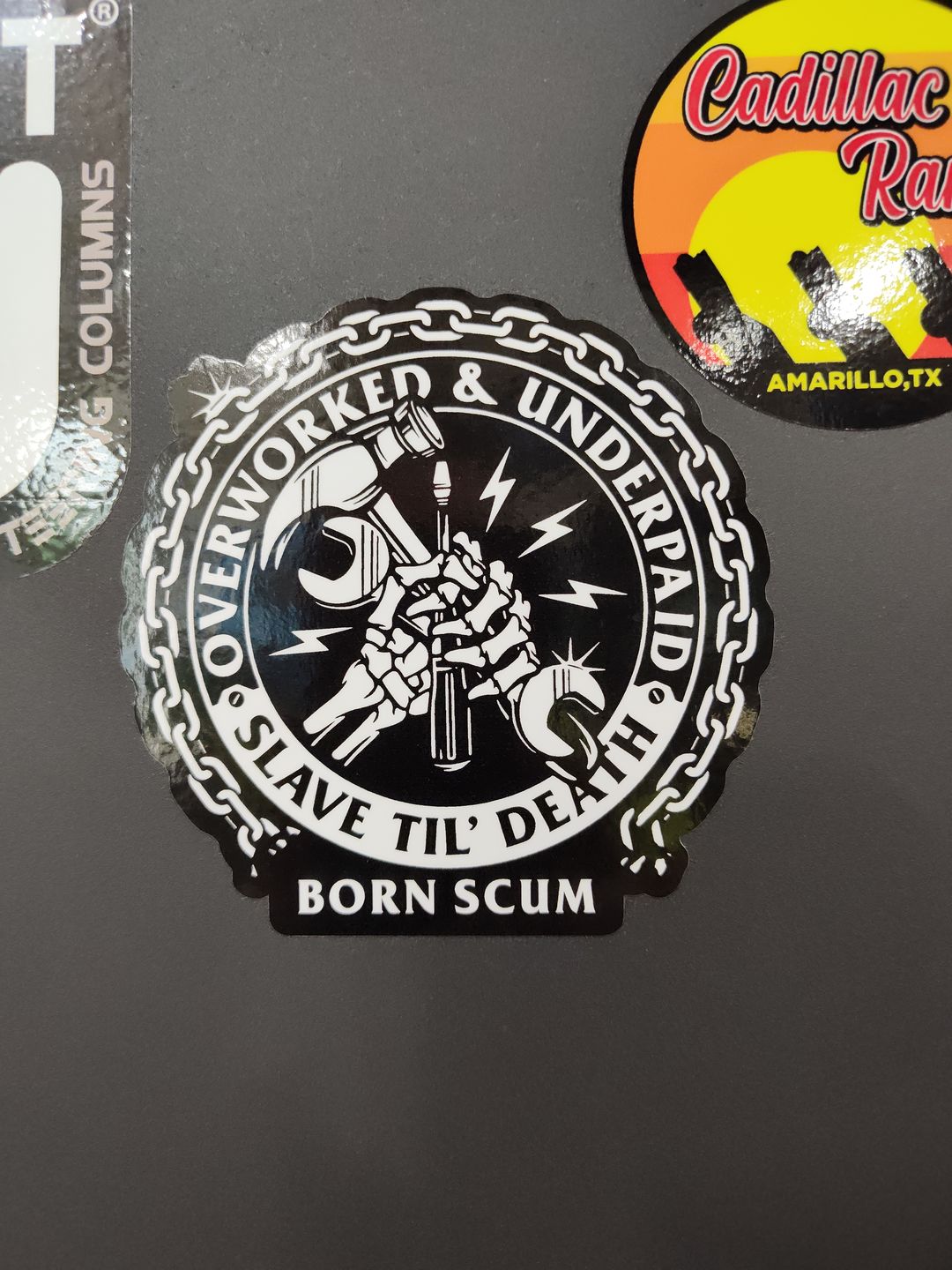 Customer photo review of OVERWORKED STICKER