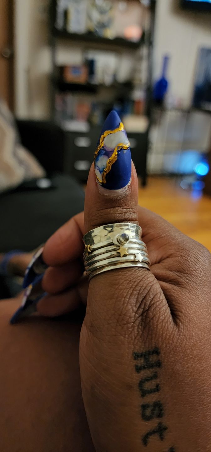 Customer photo review of Fidget Ring Moon Moonstone and Stars Sterling Silver