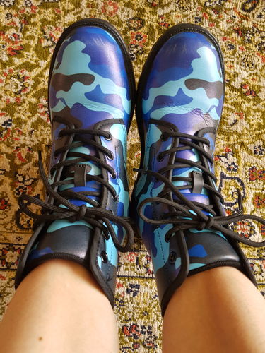Customer photo review of Blue And Black Camouflage Print Women's Boots