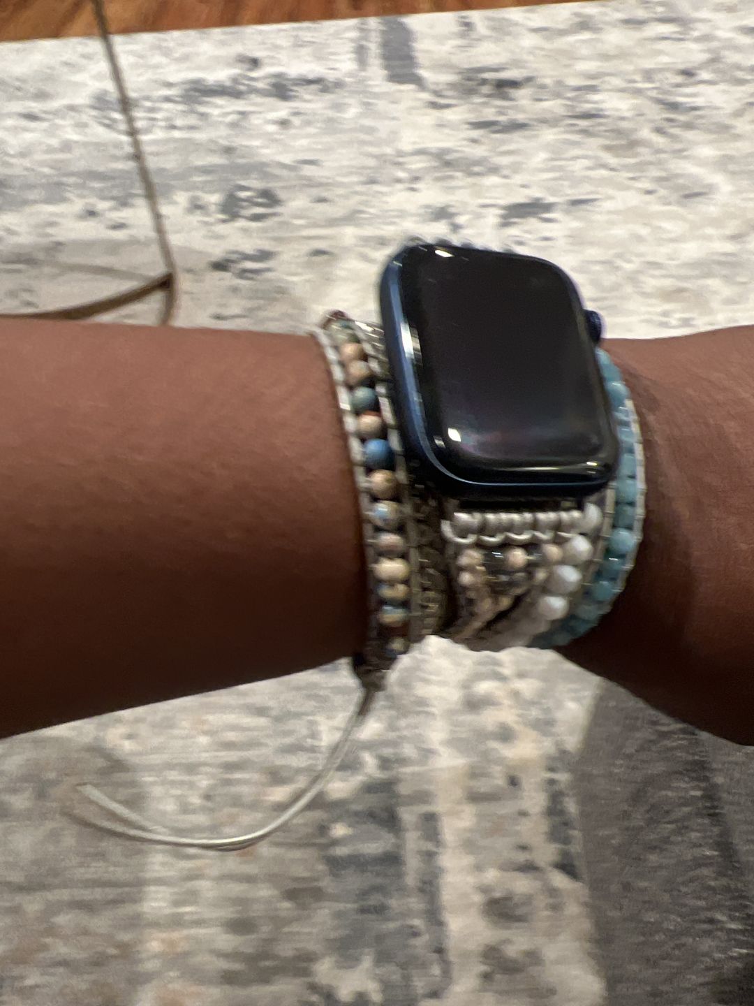 Customer photo review of Healing Topaz Apple Watch Strap
