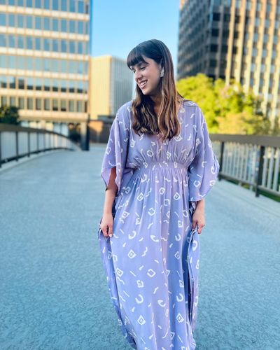 Customer photo review of SUMMER KAFTAN DRESS | AZTEC LILY BLOCK PRINT