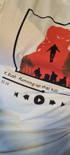 Customer photo review of Running Up That Hill Player Tee