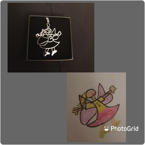 Customer photo review of LOANYA persönliche Kinderzeichnung als Halskette oder Anhänger