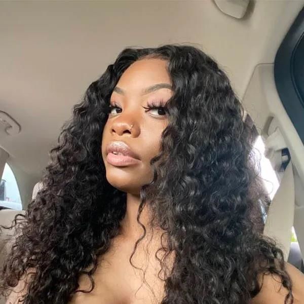 Customer photo review of Wavymy Glueless Kinky Curly 4x4 Lace Closure Wig HD Lace Wear & Go Wigs Dome Cap 180% Denisity