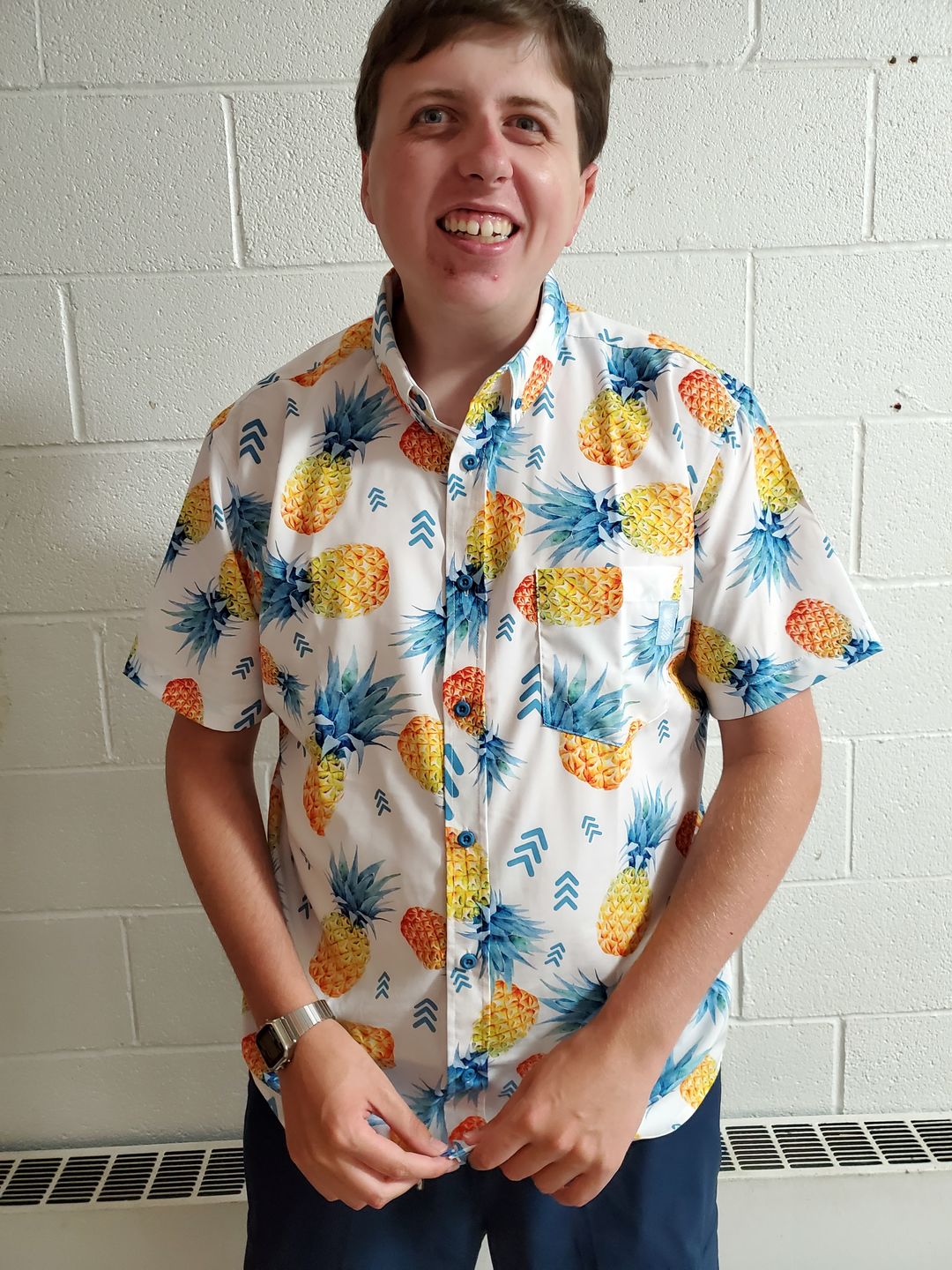 Customer photo review of 21 Pineapples Signature Button Up Shirt (White)