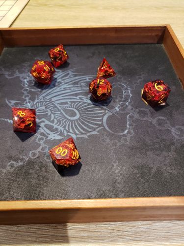 Customer photo review of Sharp Edge Black Red Resin DnD Dice Set All Number Dice