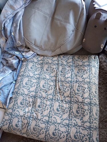 Customer photo review of Meditation Cushion - Dreamy Blue Paisley Zabuton