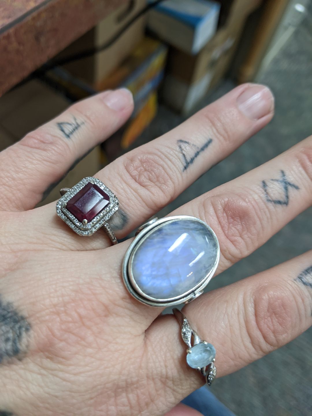 Customer photo review of Sterling Silver Rainbow Moonstone Ring
