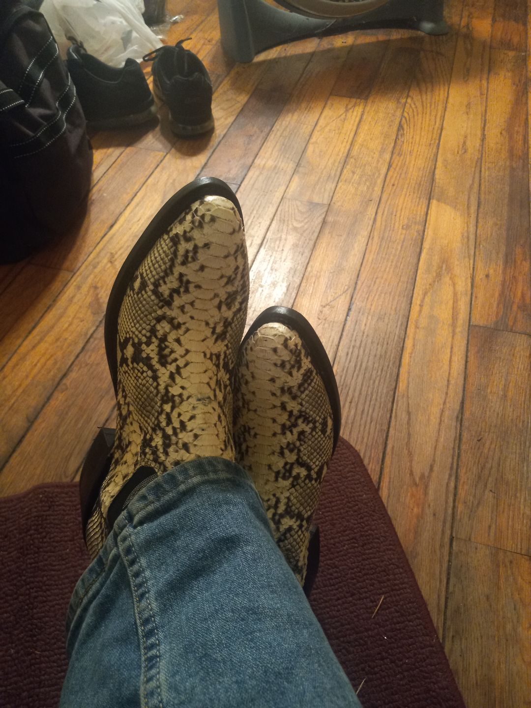 Customer photo review of Cowtown Men’s Back Cut Python Exotic Boots W808
