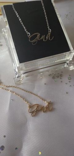 Customer photo review of Script Name Necklace