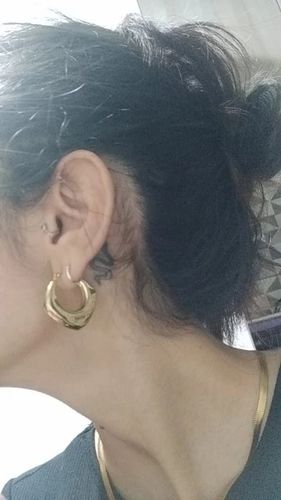 Customer photo review of Chunky Hoop Earrings