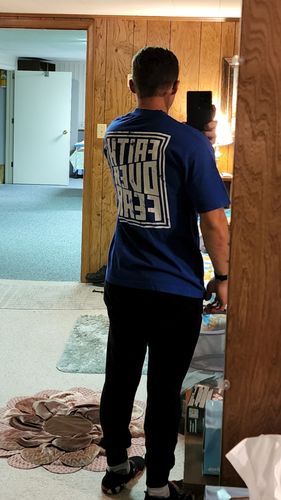 Customer photo review of Faith Over Fear Tee - Royal Blue
