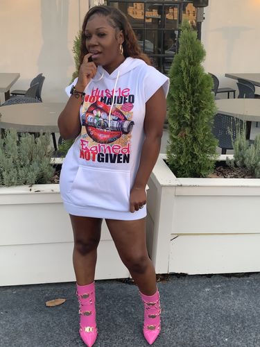 Customer photo review of Lips Print Sporty Hooded Mini Dress