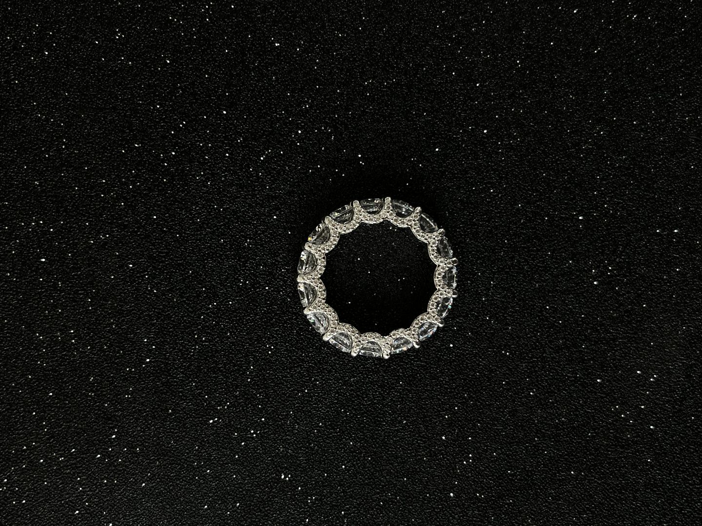 Customer photo review of Louily 5 Ct Luxury Eternity Round Cut Wedding Band In Sterling Silver
