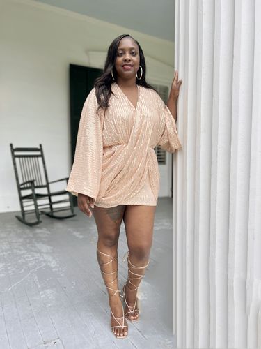 Customer photo review of Sequined Elegant V Neck Mini Dress