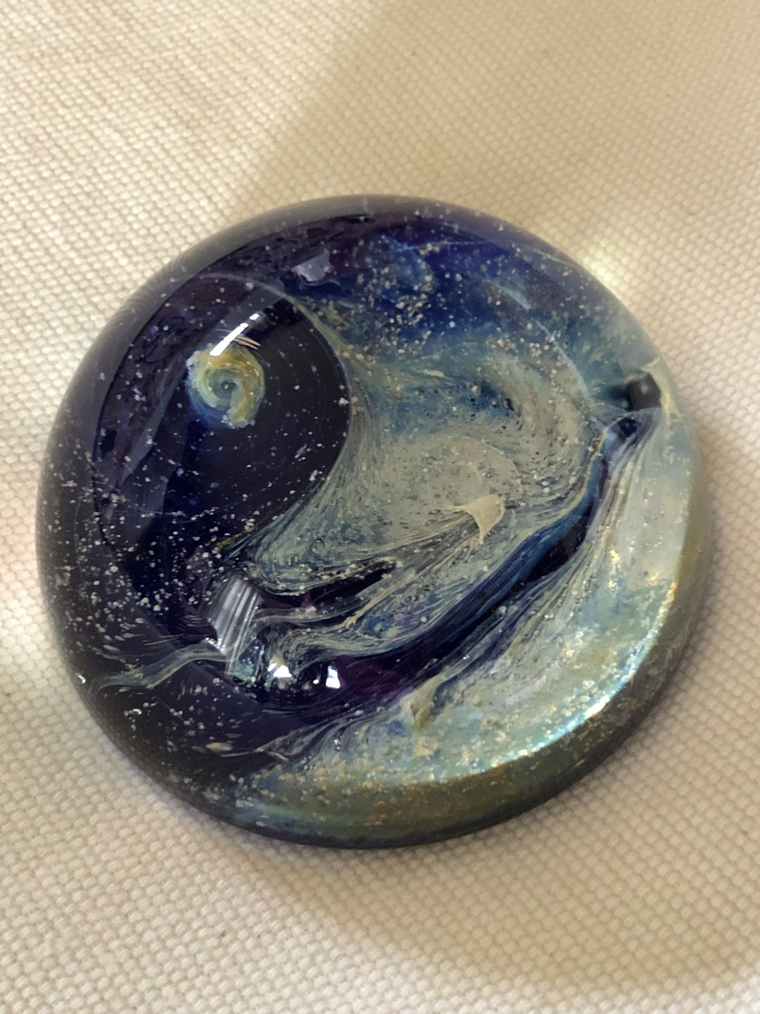 Customer photo review of Nightswirl Paperweight with Infused Cremation Ash