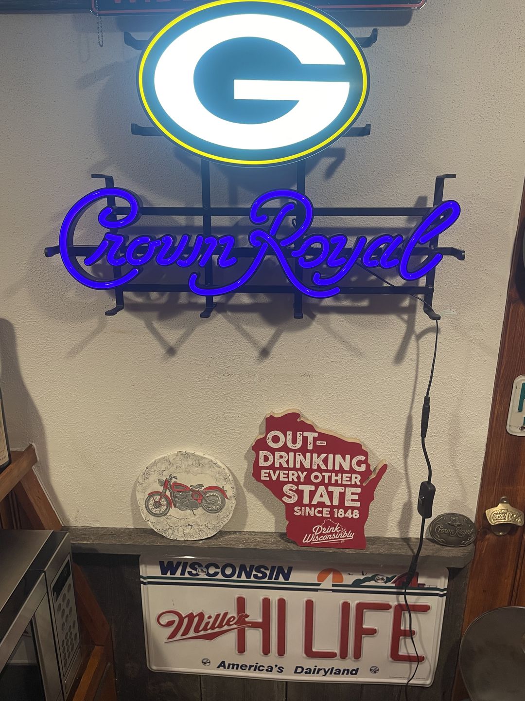 Customer photo review of "Outdrinking" Red Wooden Sign