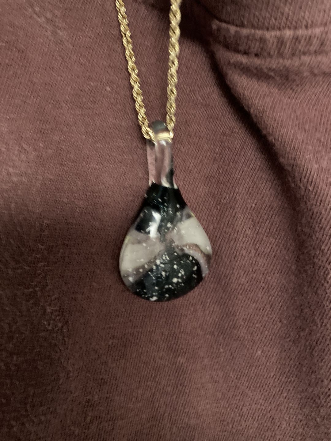 Customer photo review of Ocean Crash Pendant with Infused Cremation Ashes