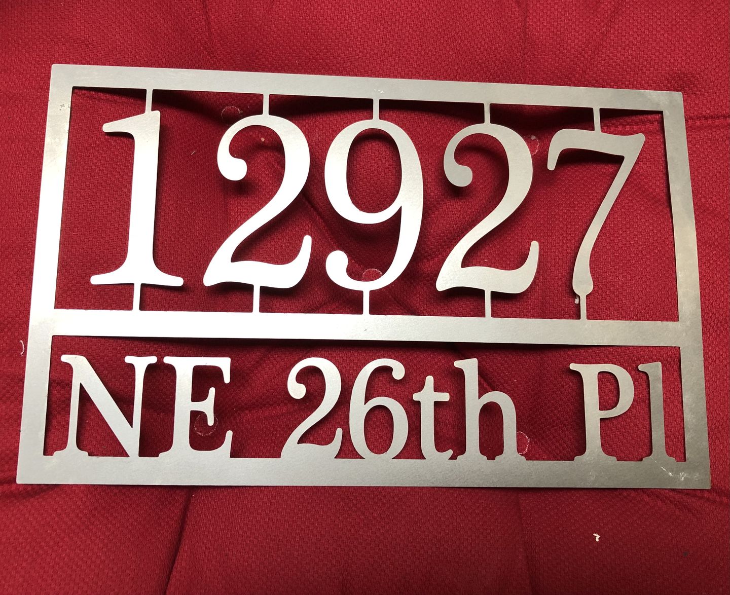 Customer photo review of Home Address Plaque - 3 Sizes - Personalized Metal Street Name and House Numbers Sign