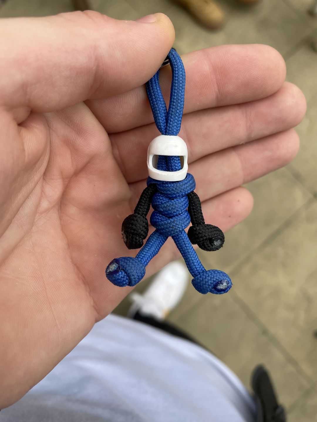Customer photo review of Blue Biker Buddy Paracord Keychain