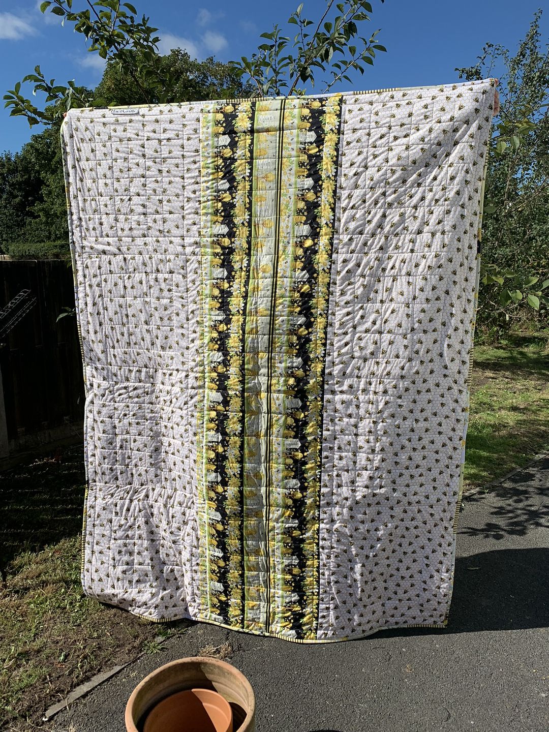Customer photo review of Bees on Honeycomb Rose & Hubble Cotton Poplin Fabric