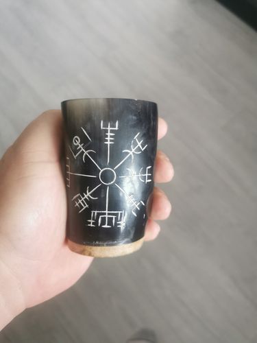 Customer photo review of Engraved Horn Tumbler -  Vegvísir