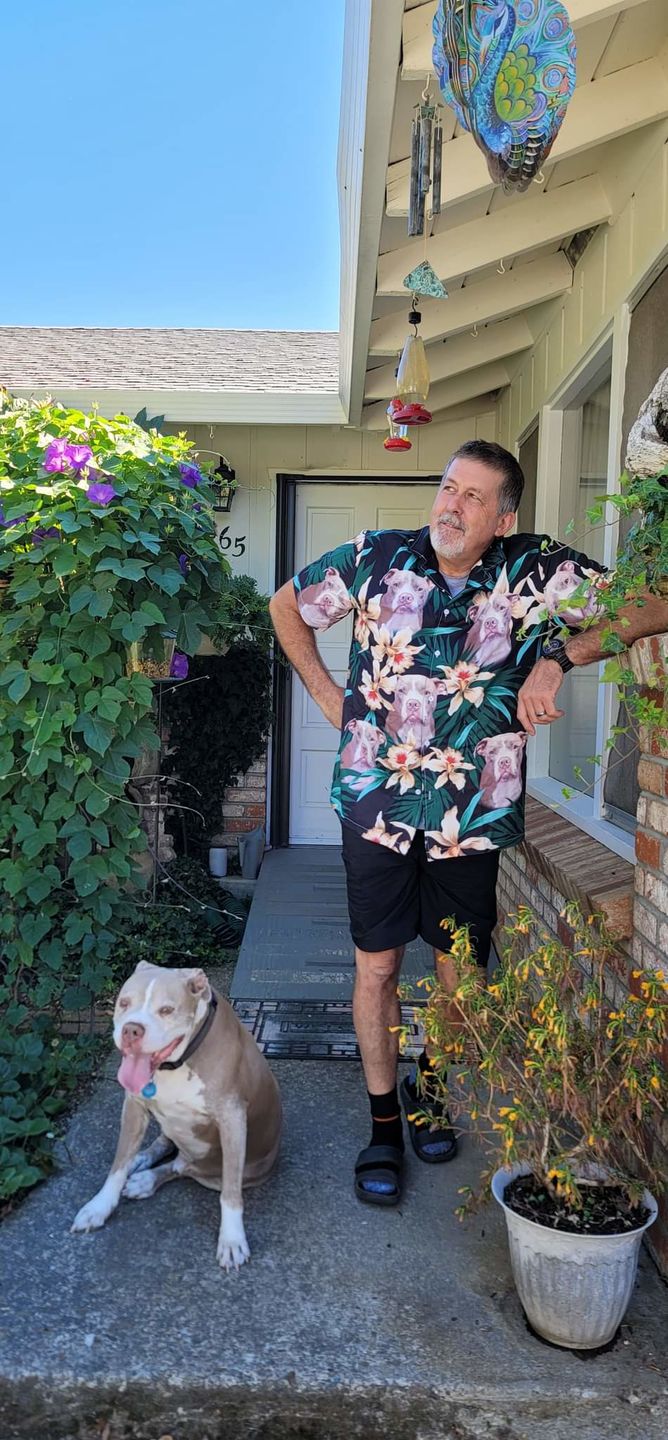 Customer photo review of Custom Leaves & Flowers Pattern Short-Sleeve Hawaiian Shirt (Dark Green Color)