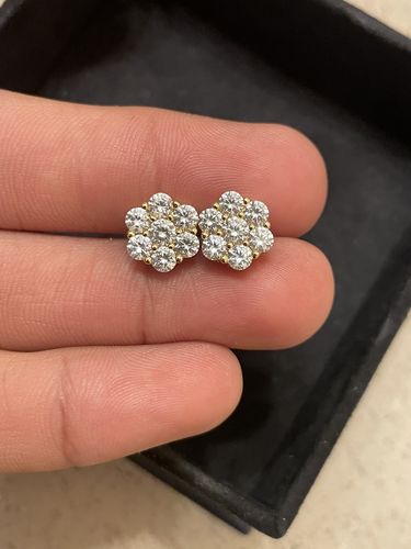 Customer photo review of Gold Simulated Diamond Large Cluster Earrings