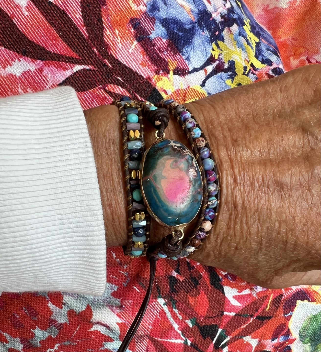 Customer photo review of Intense Emperor Jasper Wrap Bracelet