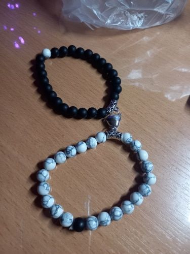 Customer photo review of Matching Volcanic Heart Bracelet Set