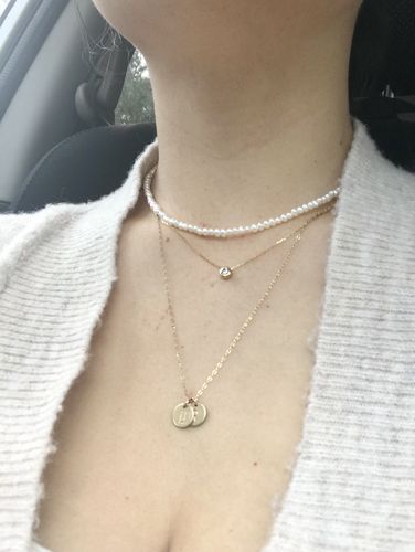 Customer photo review of Tiny Pearl Short Necklace