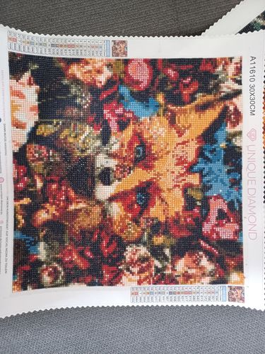 Customer photo review of 5D Diamond Painting AB Steine  Fuchs in Blumen