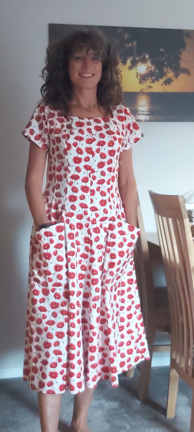 Customer photo review of Poppies Rose & Hubble Cotton Poplin Fabric