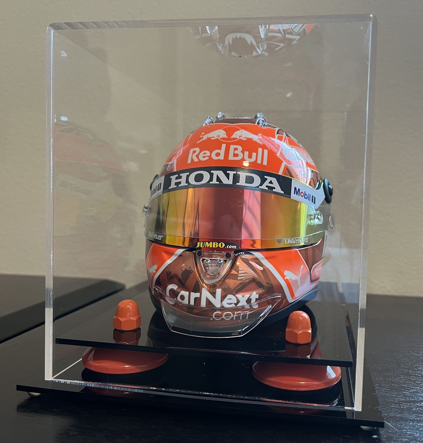Customer photo review of Mini/Miniature Football Helmet (not Full Size) Display Case - Clear (A003/V45)