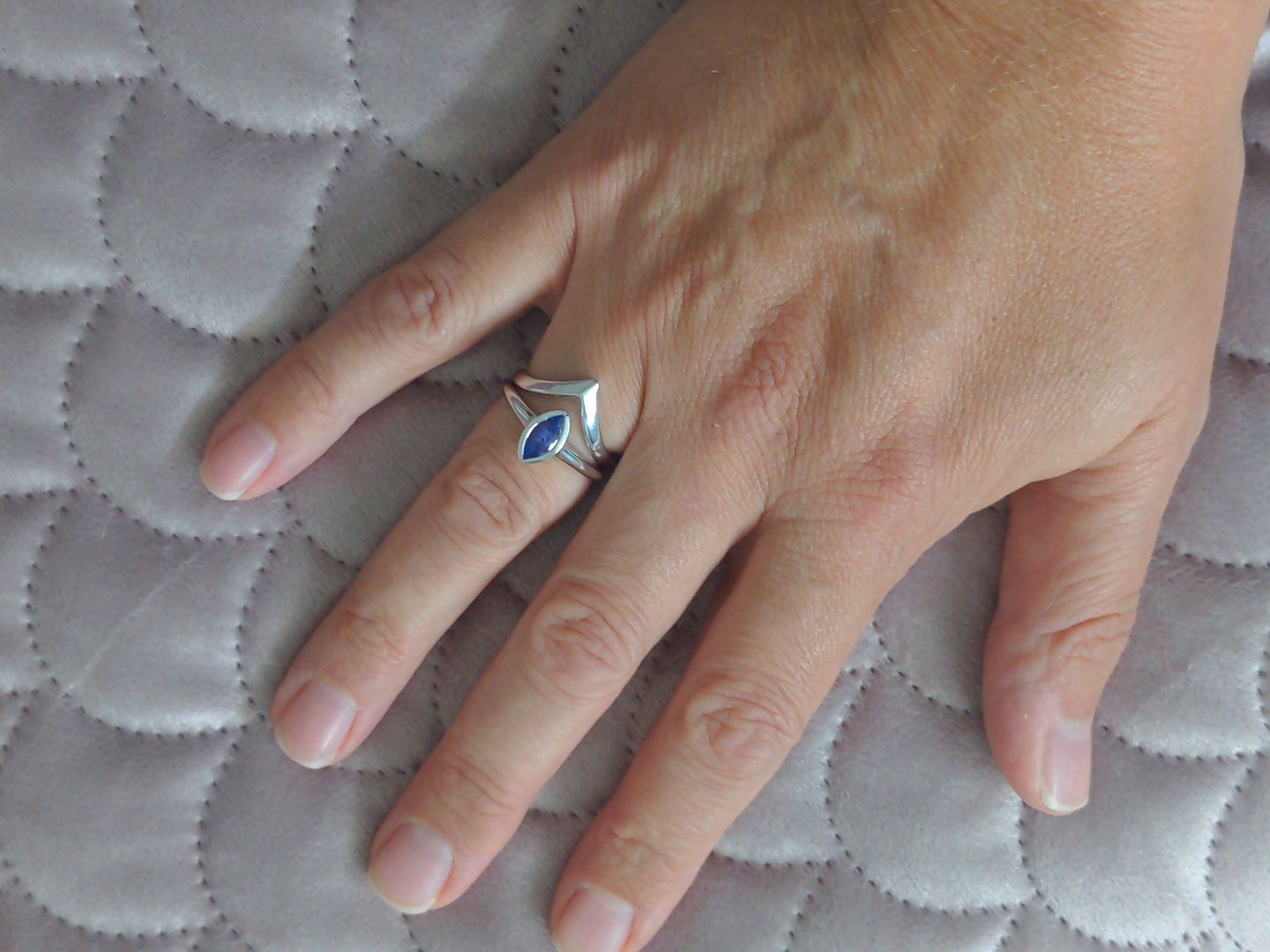 Customer photo review of Surf Moon Ring with Tanzanite