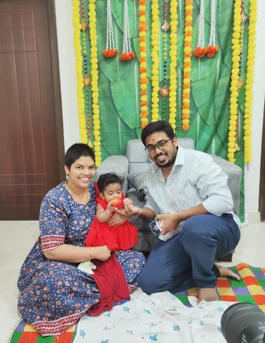 Customer photo review of Red and Blue Floral Block Print Maxi