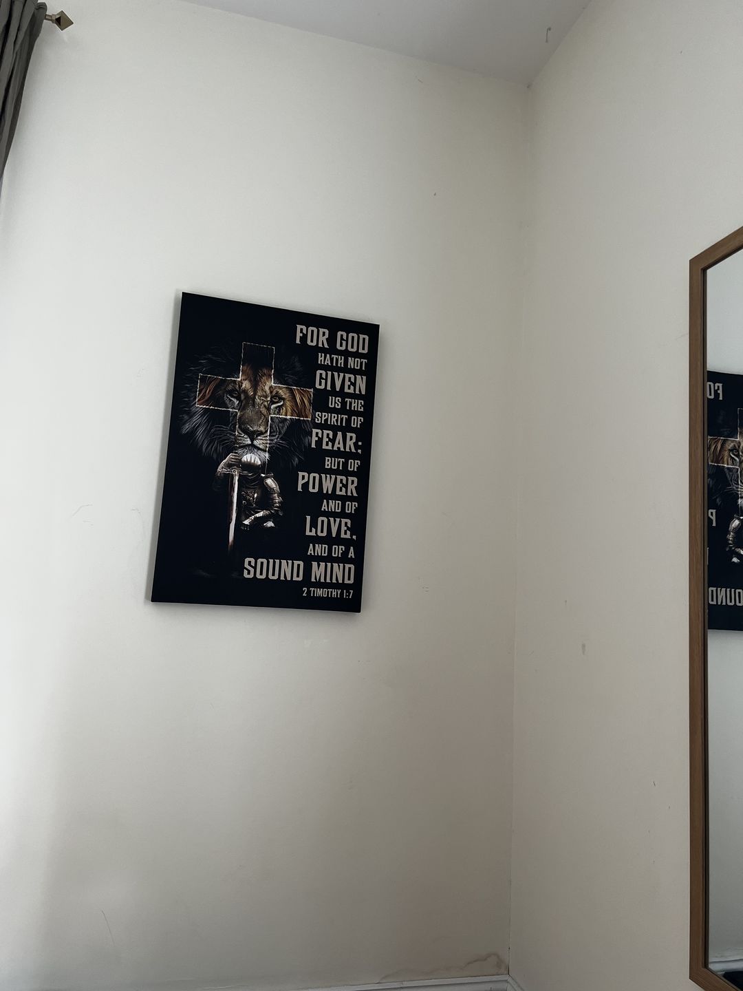 Customer photo review of For God hath not given us the spirit of fear 2 Timothy 1:7 wall art canvas print