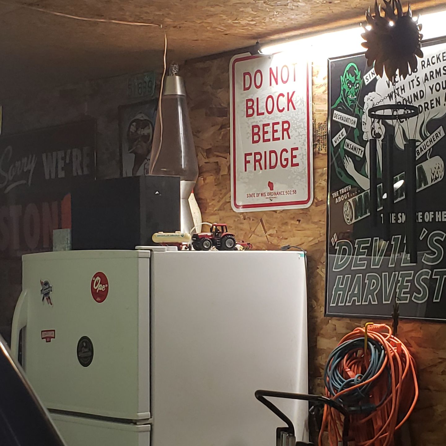 Customer photo review of "Do Not Block Beer Fridge" Street Sign