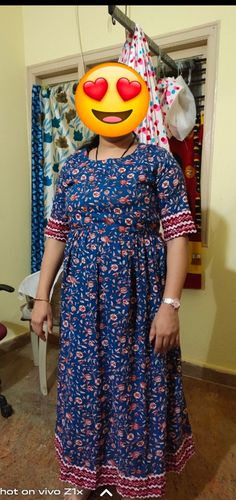 Customer photo review of Red and Blue Floral Block Print Maxi