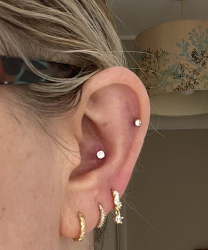 Customer photo review of Tiny Star & Moon Crystal Drop Huggies