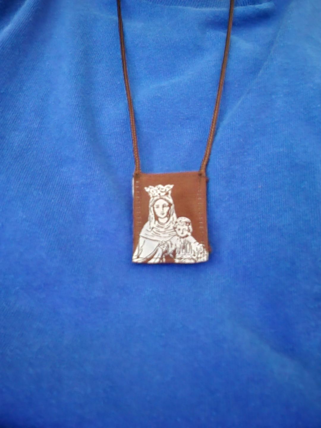 Customer photo review of Premium Brown Scapular, Brown & Cream, Our Lady of Mt. Carmel with Promise