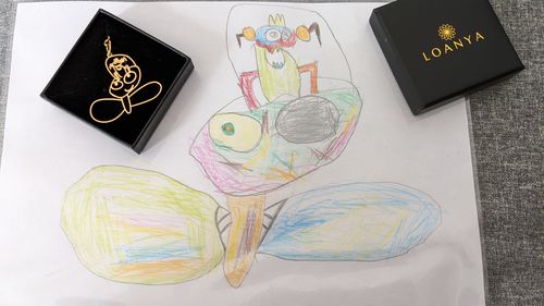 Customer photo review of LOANYA persönliche Kinderzeichnung als Halskette oder Anhänger in Gold