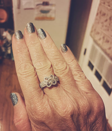 Customer photo review of Flower CZ Ring in Sterling Silver