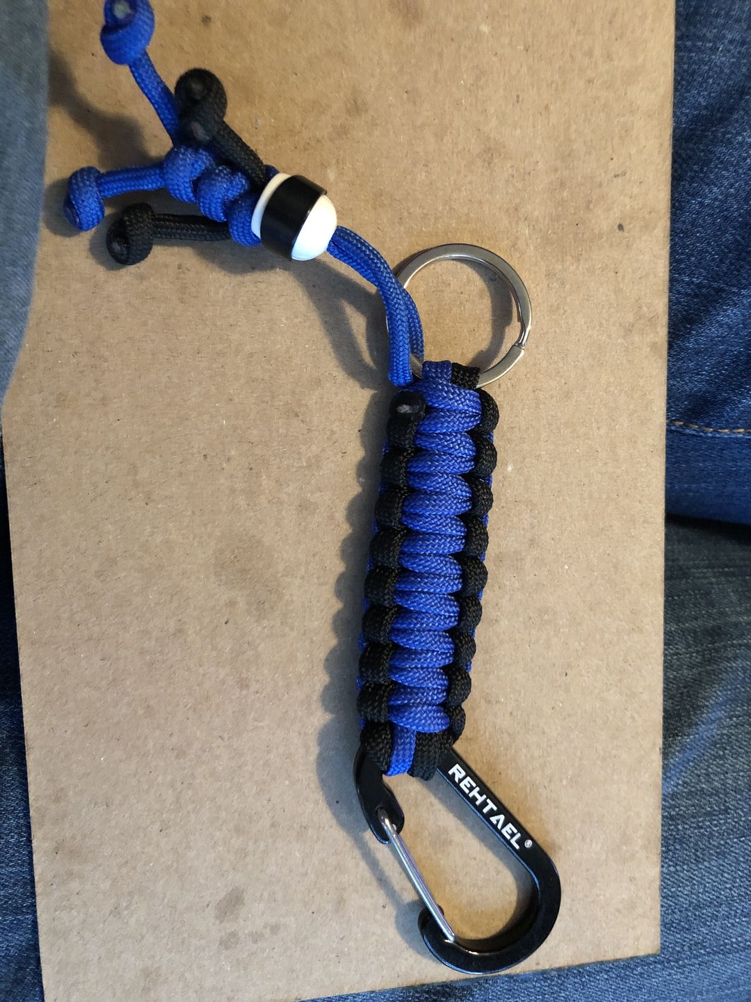 Customer photo review of Blue Biker Buddy Paracord Keychain