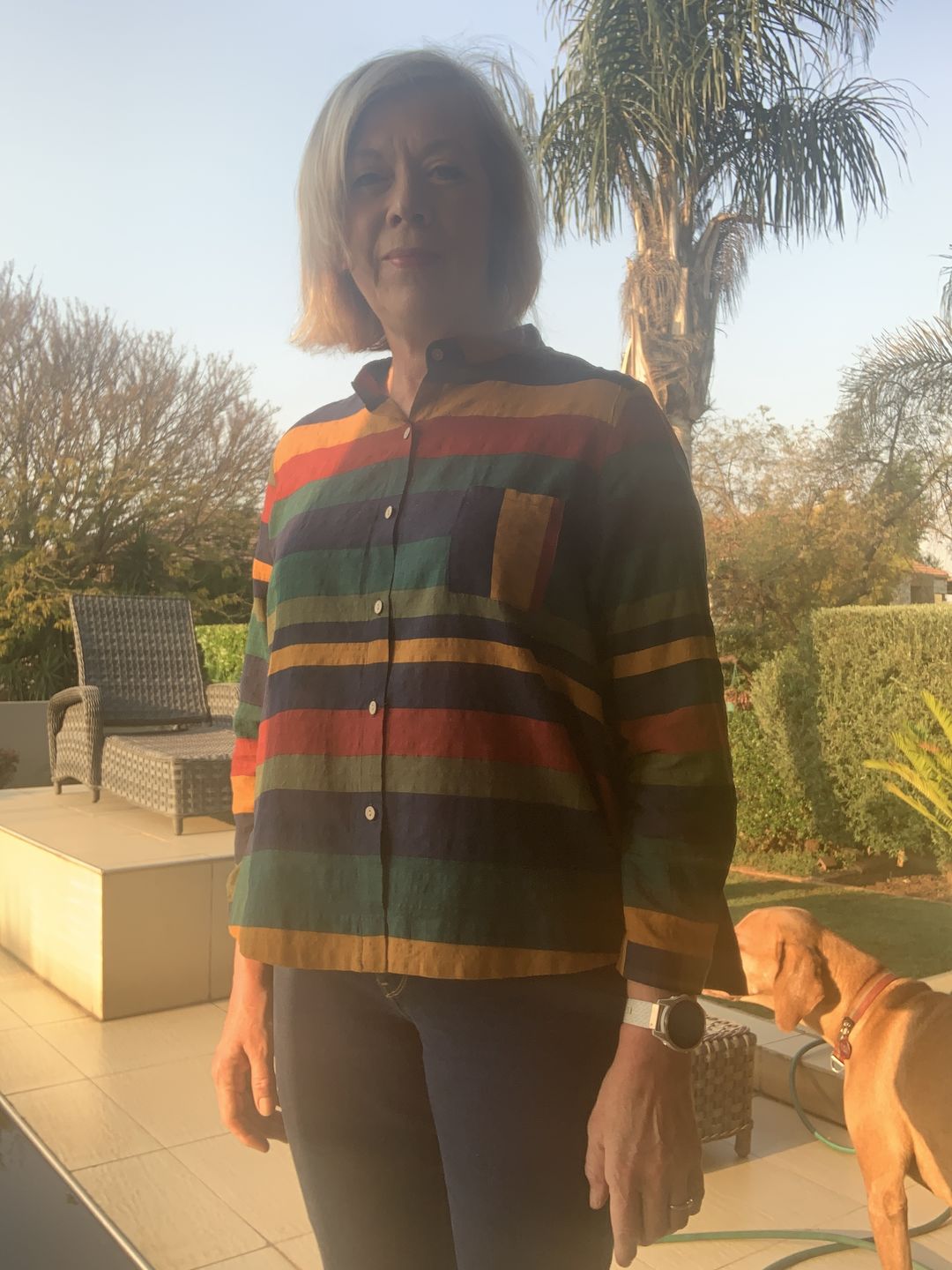 Customer photo review of Plus Size - Vintage Striped Long Sleeve 100%Cotton Shirt