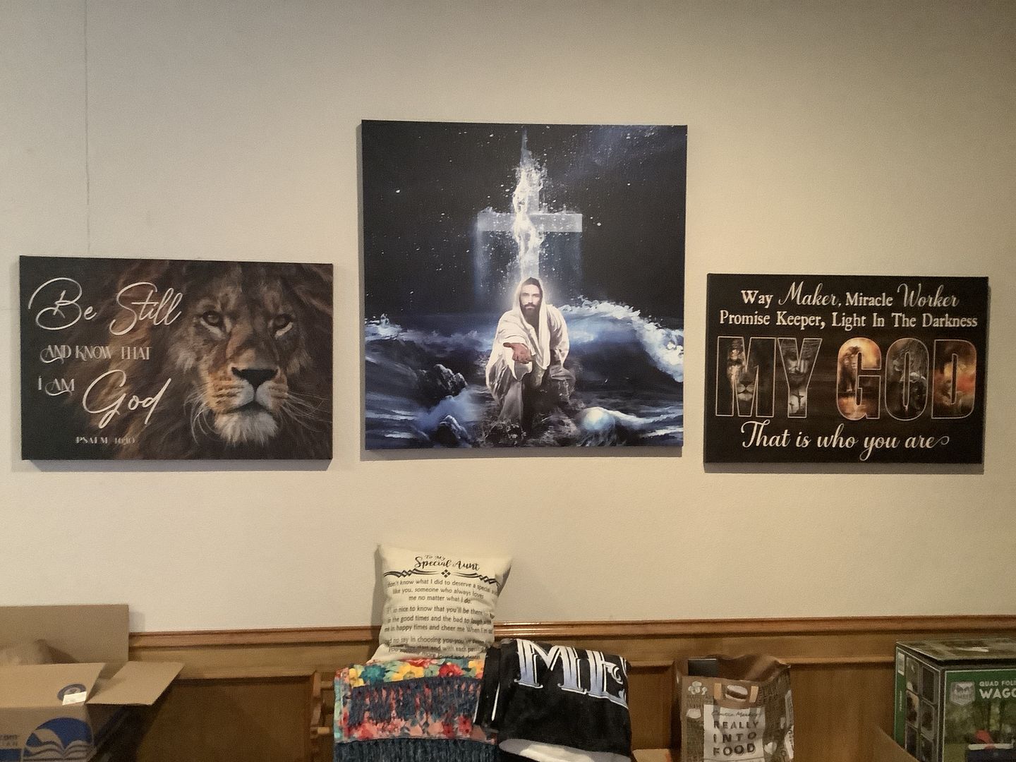 Customer photo review of Lion of Judah, Be still and know that I am God wall art canvas