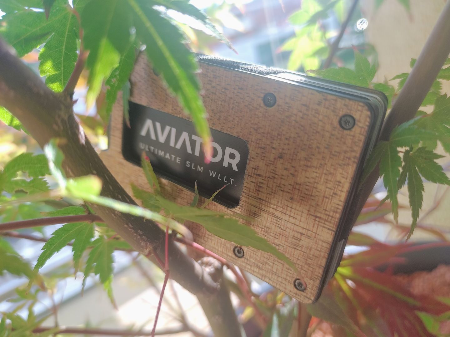 Customer photo review of Wood Carbon Fiber Slim Wallet